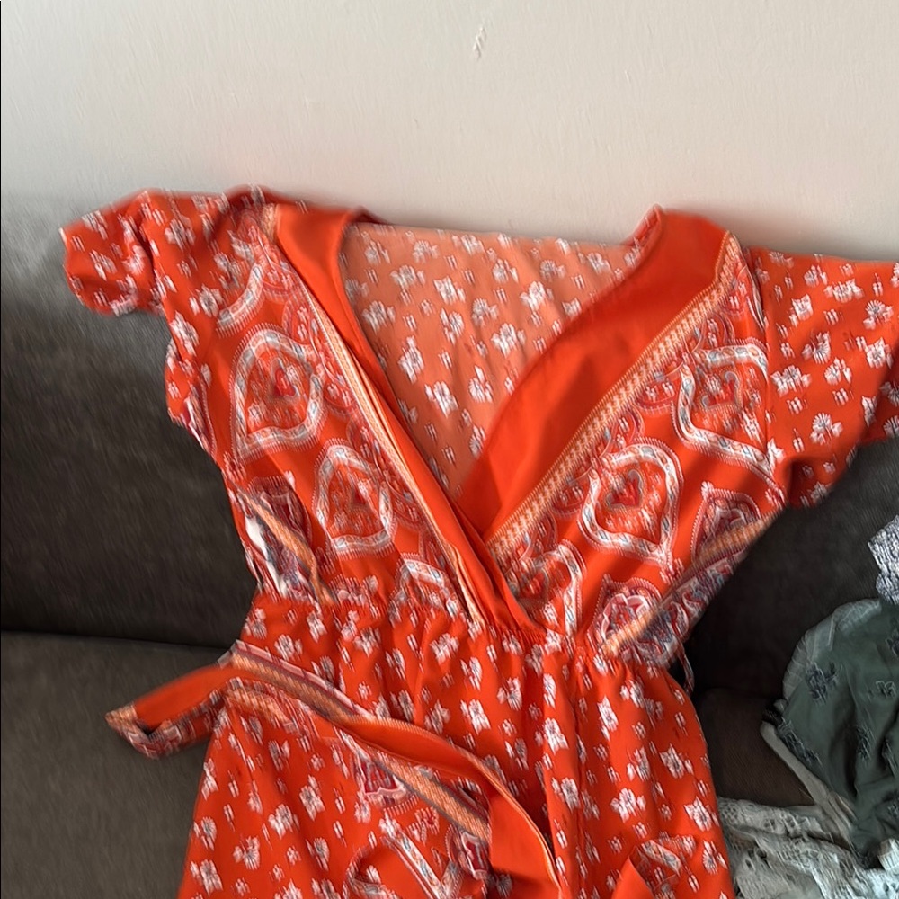 Vibrant Orange Floral Dress